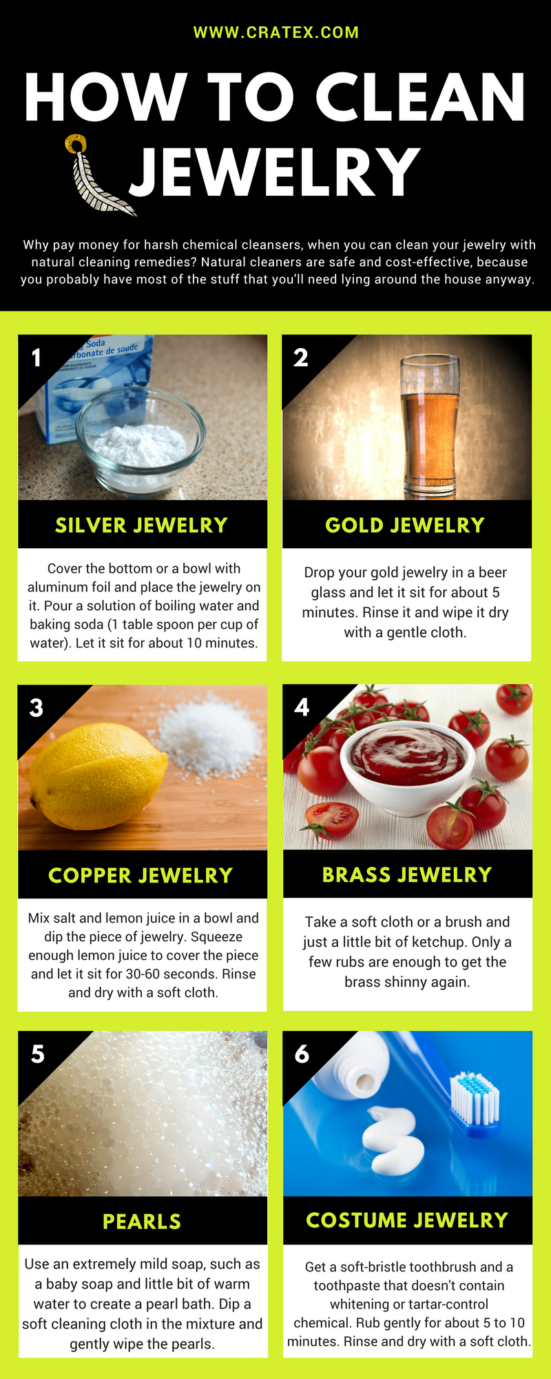 How to Clean Jewelry - CRATEX Infographic